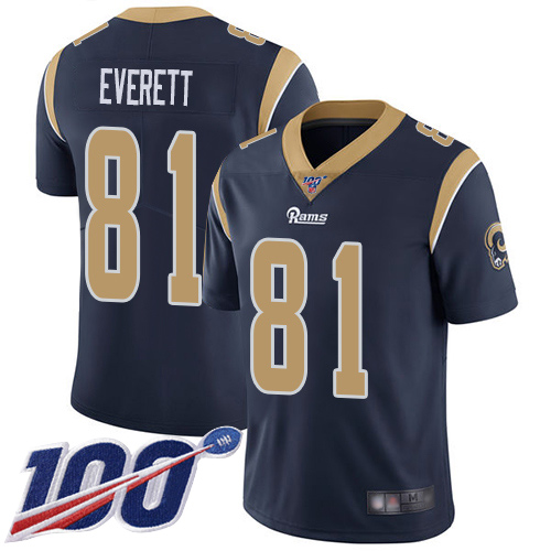Los Angeles Rams Limited Navy Blue Men Gerald Everett Home Jersey NFL Football #81 100th Season Vapor Untouchable